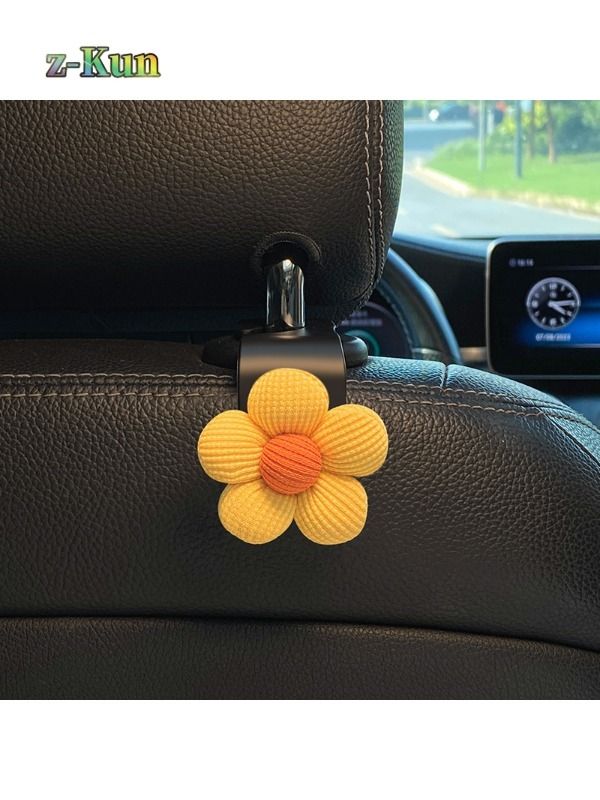 Gancho para reposacabezas de auto, diseño de flor amarilla, organizador de interior