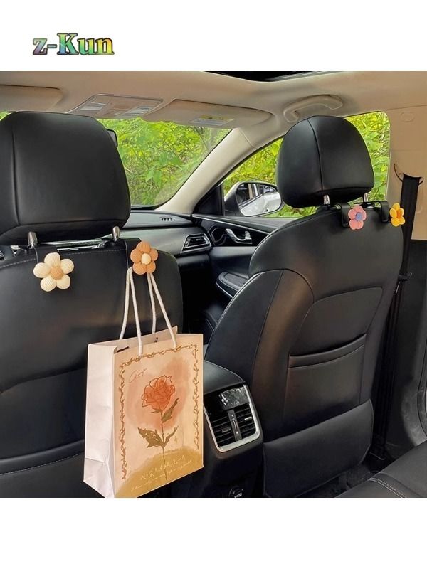 Gancho de Cabecera Rosa con Flor, Organizador de Asiento para Auto, Clip